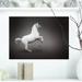 East Urban Home Farmhouse 'White Horse Rearing Side View' Graphic Art Print on Wrapped Canvas in Black | 12 H x 20 W x 1 D in | Wayfair