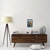 East Urban Home 'Science Fiction Quarterly Comet Crashes into Rocket' Graphic Art Print on Canvas in Blue | 18 H x 12 W x 1.5 D in | Wayfair