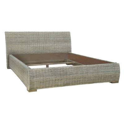 MiaMöbel Rattanbett 200x200cm 'Tanaya' Massivholz, Rattan Mahagoni Modern Image