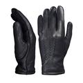 YISEVEN Men's Deerskin Leather Warm Fleece Lined Dress Classical Gloves Buckskin Genuine Three Points Fur Driving Motorcycle Three Point Winter Cold Heated Riding Work Gifts Black 8.5"/S