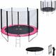 Pack Premium Trampoline 245cm réversible rose / gris canberra + filet, échelle, bâche et kit