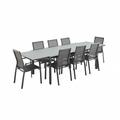 Sweeek - Salon de jardin table extensible - Washington - Table en aluminium 200/300cm. 8 fauteuils