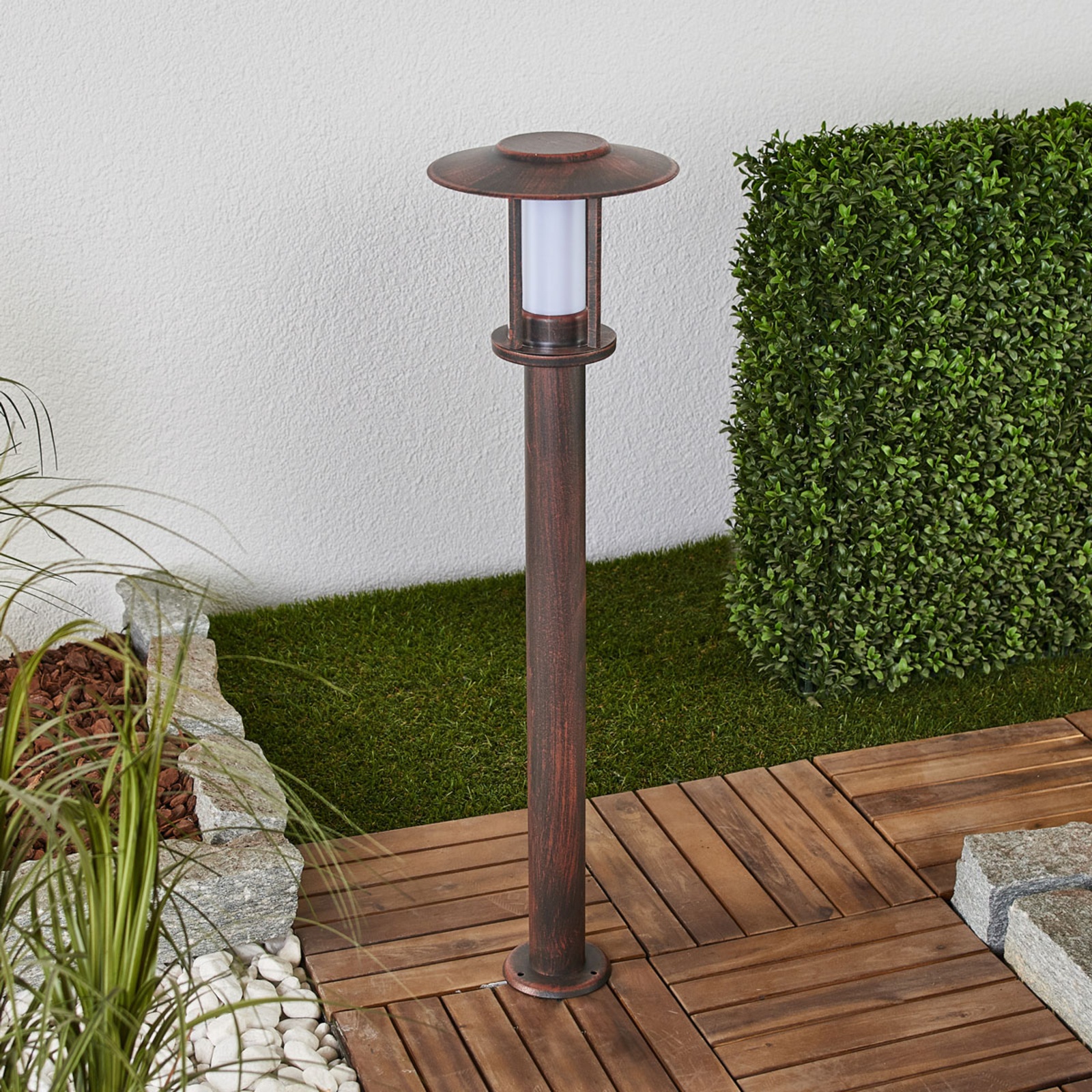 LED Wegeleuchte Pavlos Lindby, braun / rost, Edelstahl, Landhaus / Rustikal, LED Außenleuchte
