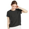 LilySilk Women's Charmeuse Silk T Shirt Tunic Blouse Short Sleeve 22 Momme Pure Silk (M/12, Black)