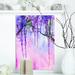 East Urban Home Floral 'Spring Purple Flowers Wisteria' Graphic Art Print on Wrapped Canvas in Green/Indigo/Pink | 20 H x 12 W x 1 D in | Wayfair