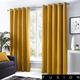 Fusion Sorbonne-100 Pair of Eyelet Curtains, 100% Cotton, Ochre/Mustard Yellow, 90 x 72 (229 x 183cm)