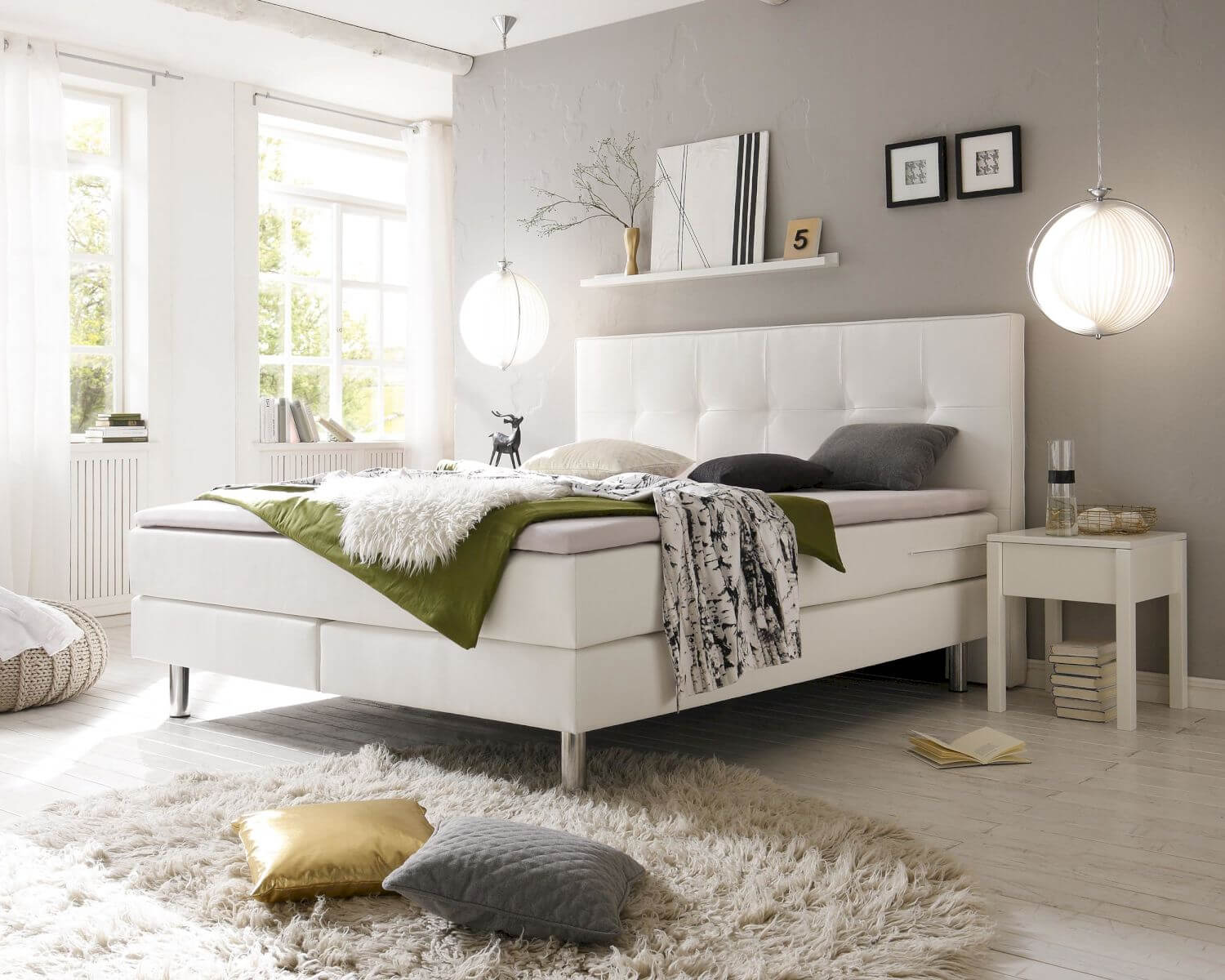 Hasena Boxspringbett Pronto Fleur 180x200 cm / 323 weiss / Base-Top