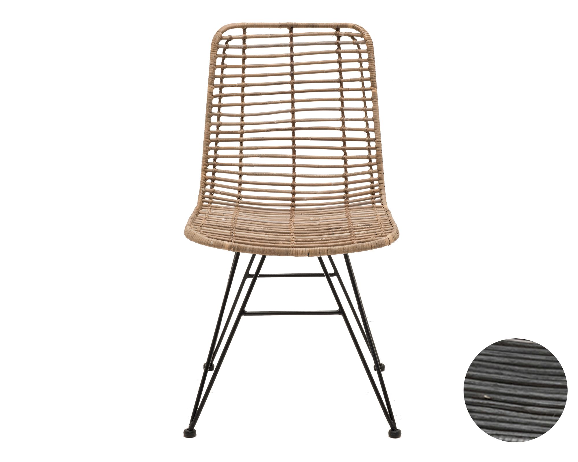 die Faktorei »Rattan« Stuhl ohne Armlehnen Schwarz / Vintage Schwarz