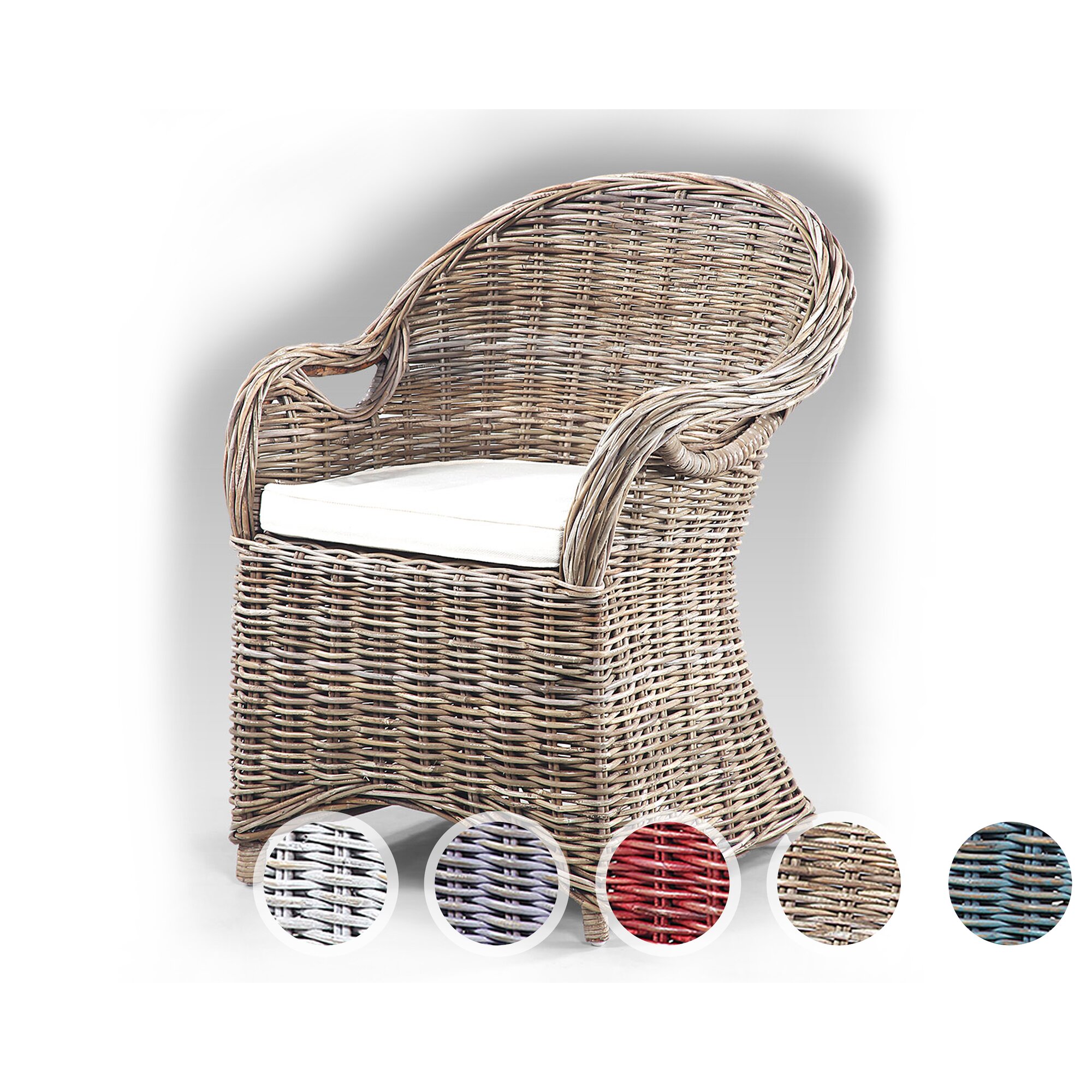 die Faktorei »Rattan« Sessel Burgundrot / Capri Image