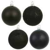 Vickerman 353172 - 10" Black 4 Finish Matte / Shiny / Sequin / Glitter Ball Christmas Tree Ornament (set of 4) (N592517DA)