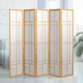 World Menagerie Clara 85" W x 70.25" H - 5-Panel Rice Paper Folding Room Divider Heavy Duty Rice Paper/Wood in Pink/White | Wayfair