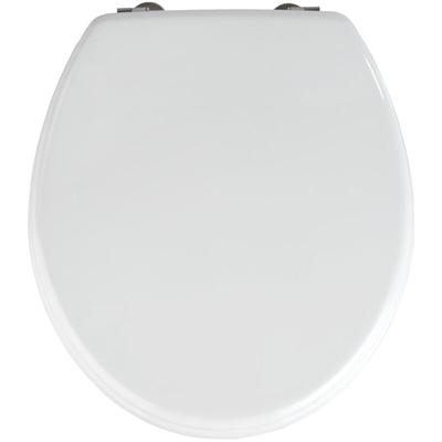 WC-Sitz Prima Weiß, mdf, fsc® zertifiziert, Weiß, mdf weiß , Edelstahl rostfrei silber matt - weiß