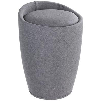 Hocker Candy Grey Leinenoptik, mit Wäschesack, Badhocker, mit abnehmbarem Wäschesammler, Grau,