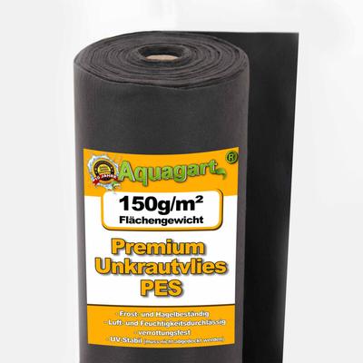 Aquagart - 50m² Unkrautvlies Gartenvlies Mulchvlies Bodengewebe 150g 1m breit pes