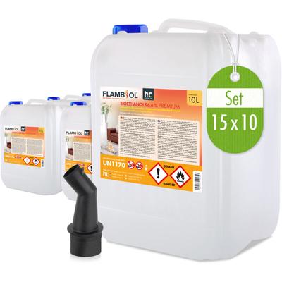 Höfer Chemie Gmbh - 15x 10 l flambiol® Bioethanol 96,6% Premium für Ethanolkamin in Kanistern