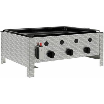 Edelstahl Gastrobräter 3-flammig, 64 x 52 x 27 cm, Gastrogasgrill, Wurstbrater, Tisch grill Image