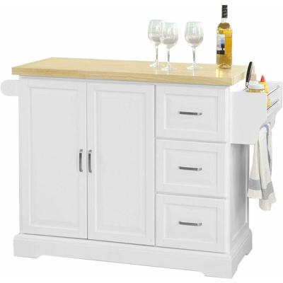 Sobuy - FKW41-WN Luxus-Küchenwagen Küchenschrank Sideboard Kücheninsel mit erweiterbarer