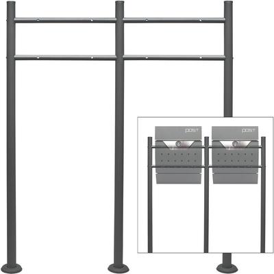 Briefkasten Ständer 2-fach Anthrazit 1200 x 1000 mm, Doppel Standfuß für Postkasten Briefkästen
