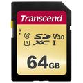 Transcend 64GB SDXC 500S Memory Card UHS- I, C10, U3, V30, 4K, Full HD, MLC, Up to 95/50 MB/s (Ideal for DSLR cameras and advanced camcorders) TS64GSDC500S