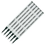 Schmidt 5888 Ceramic Rollerball Metal Tube Refill - Black Medium Point 0.7mm 6 Pack (SC58104)