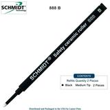 Schmidt 888 Safety Ceramic Tip Plastic Tube Rollerball Refills - Black Ink Broad Tip 2 Pack (SC58113)