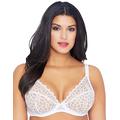 Glamorise Women's Full Figure Sexy Stretch Lace Wonderwire Bra #9850 Non-Wired Full Coverage Bra, White (White 110), 34DD (Manufacturer Size:34 DD)