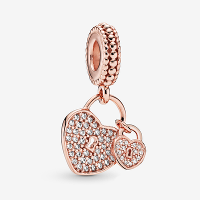 Charm Pendant Cadenas Cœur Pavé