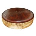 Astoria Grand Navarette 60" Wide Genuine Leather Tufted Round Standard Ottoman Genuine Leather | 19 H x 60 W x 60 D in | Wayfair