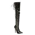 Womens Ladies Sexy Thigh HIGH Kinky Fetish Over The Knee Stiletto Heel Full Hook Lace up and Side Zip Boots Size UK 4-12 (UK 8/EU 41, Black Patent)