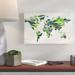 Wrought Studio™ Gillham 'Organic Green World Map' - Graphic Art Print on Canvas in Green/White | 12 H x 18 W x 2 D in | Wayfair