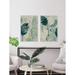 Bayou Breeze 'Palm Pieces II' 2 Piece Framed Watercolor Painting Print Set on Canvas in Green | 18 H x 24 W x 1.5 D in | Wayfair