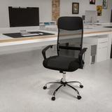 Symple Stuff Winsett High Back Leather & Mesh Swivel Task Office Chair w/Adjustable Height Upholstered/Metal in Black | Wayfair