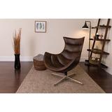 Accent Chair - Symple Stuff Wyndham Home Office Swivel Cocoon Chair - Living Room Accent Chair Faux in Gray/Brown | Wayfair