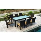 Willa Arlo™ Interiors Thornaby 9 Piece Outdoor Dining Set w/ Sunbrella Cushion Wood/Glass in Brown | 78.75 W x 39.25 D in | Wayfair