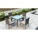 Wade Logan® Ballu 5 Piece Outdoor Dining Set w/ Sunbrella Cushion Glass, Wicker in Gray | 29.5 H x 39.25 W x 39.25 D in | Wayfair