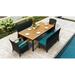 Wade Logan® Alvydas 5 Piece Teak Sunbrella Outdoor Dining Set w/ Cushions Wood/Teak in Brown/White | Wayfair B7B63378AC2C484588C70A32F95B0627