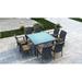 Wade Logan® Ballu 9 Piece Outdoor Dining Set w/ Sunbrella Cushion Glass | 29.5 H x 59 W x 59 D in | Wayfair 5440F2BDA7EA4F3DADACE156D5ACF154