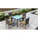 Wade Logan® Ballu 5 Piece Outdoor Dining Set w/ Sunbrella Cushion Glass | 29.5 H x 39.25 W x 39.25 D in | Wayfair 19700EC7244F4934A2DC3A1DCD695B4B