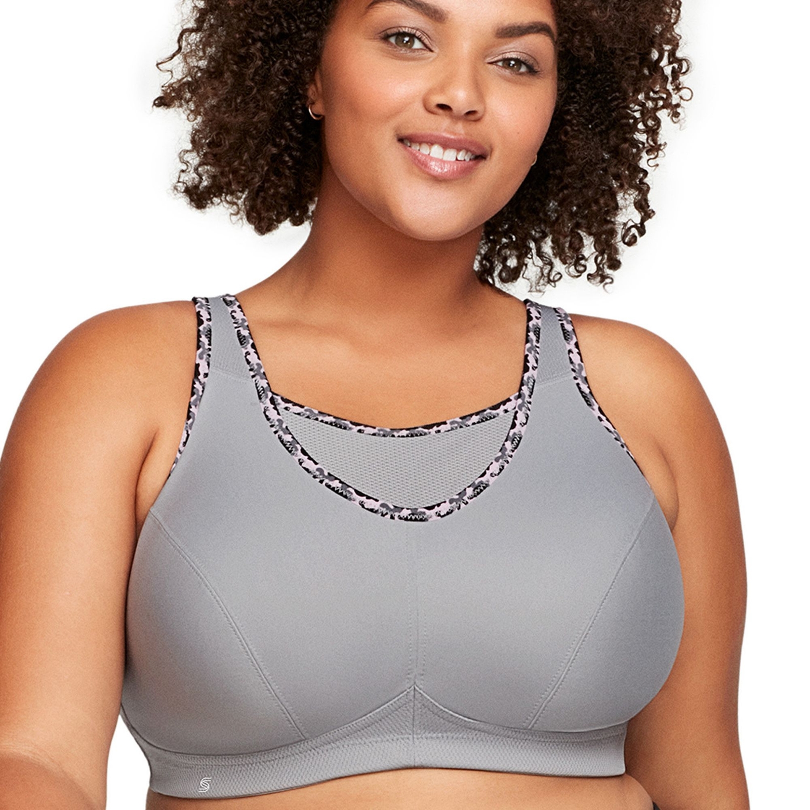 Glamorise No-Bounce Camisole Sports Bra (Size 50-F) Silver, Lycra,Nylon,Polyester