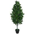 Leaf Design UK 120cm (4ft) Artificial Topiary Bay Tree Pyramid Extra Large Black Plastic Pot, Green Cone