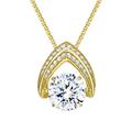 NaNa Omega Dancing Stone Pendant Pure Brilliance Zirconia S-Silver with.8mm 22”ADJ Box Chain Yellow Gold Plated