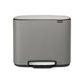 Brabantia Bo Pedal Bin - 1 x 36L Inner Bucket (Mineral Concrete Grey) Waste/Recycling Kitchen Bin with Removable Compartments - Free Bin Bags