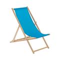 Harbour Housewares 1x Light Blue Wooden Deck Chair Traditional FSC Wood Folding Adjustable Garden/Beach Sun Lounger Recliner