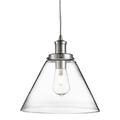 Searchlight Pyramid Pendant Ceiling Light Chrome Finish with Clear Glass Shade 3228CC