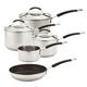 Meyer Stainless Steel Pan Set of 5 - Induction Hob Suitable Pots and Pans Set with Toughened Glass Lids & Soft Grip Heat Resistant Handles, Silver Cookware Set with 10 Year Guarantee