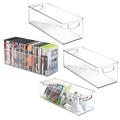 mDesign Set of 4 DVD Storage Container - DVD Holder with Grip - Plastic - DVD Storage Box for DVDs, CDs and Video Games - 40.6 cm x 14.6 cm x 12.7 cm - Clear