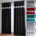 John Aird Diamante Fully Lined Faux Silk Eyelet Curtains (Black, 90" Wide x 90" Drop)