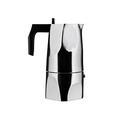 Alessi MT18/6 Ossidiana espresso coffee maker in aluminium casting. Handle and knob in black thermoplastic resin. 6 Cup, 8 x 23.5 x 11.5 cm