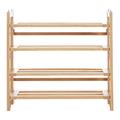 Premier Housewares 4-Tier Folding Shoe Rack, Rubberwood, Wood, Natural, 29 x 71 x 66 cm