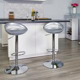 Orren Ellis Minnesota Contemporary Adjustable Height Barstool w/ Rounded Cutout Back Plastic/Acrylic/Metal in Gray | 18.25 W x 18.25 D in | Wayfair